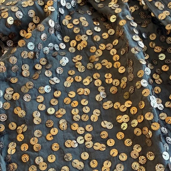 Anthropologie x Rr (Rose & Rose) Gray & Gold Sequin Scarf - Picture 2 of 4